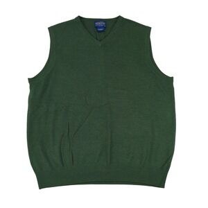 Pendleton Men's XL V-Neck Merino Wool Sweater‎ Vest Green Sleeveless